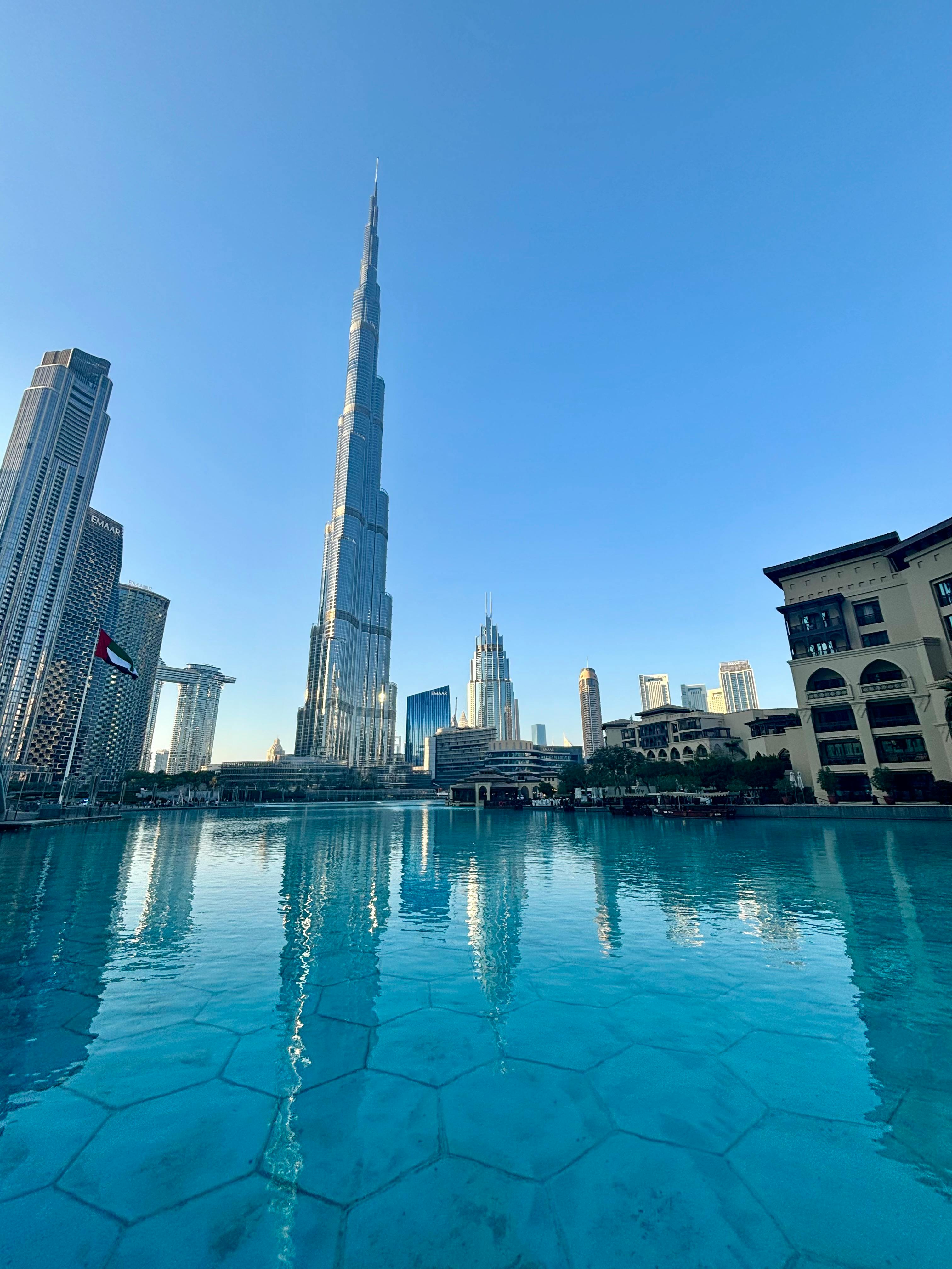 Burj khalifa viewed from dubai fountain